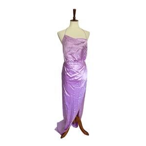 The Sei Silk Lavender Halter Open Back Dress